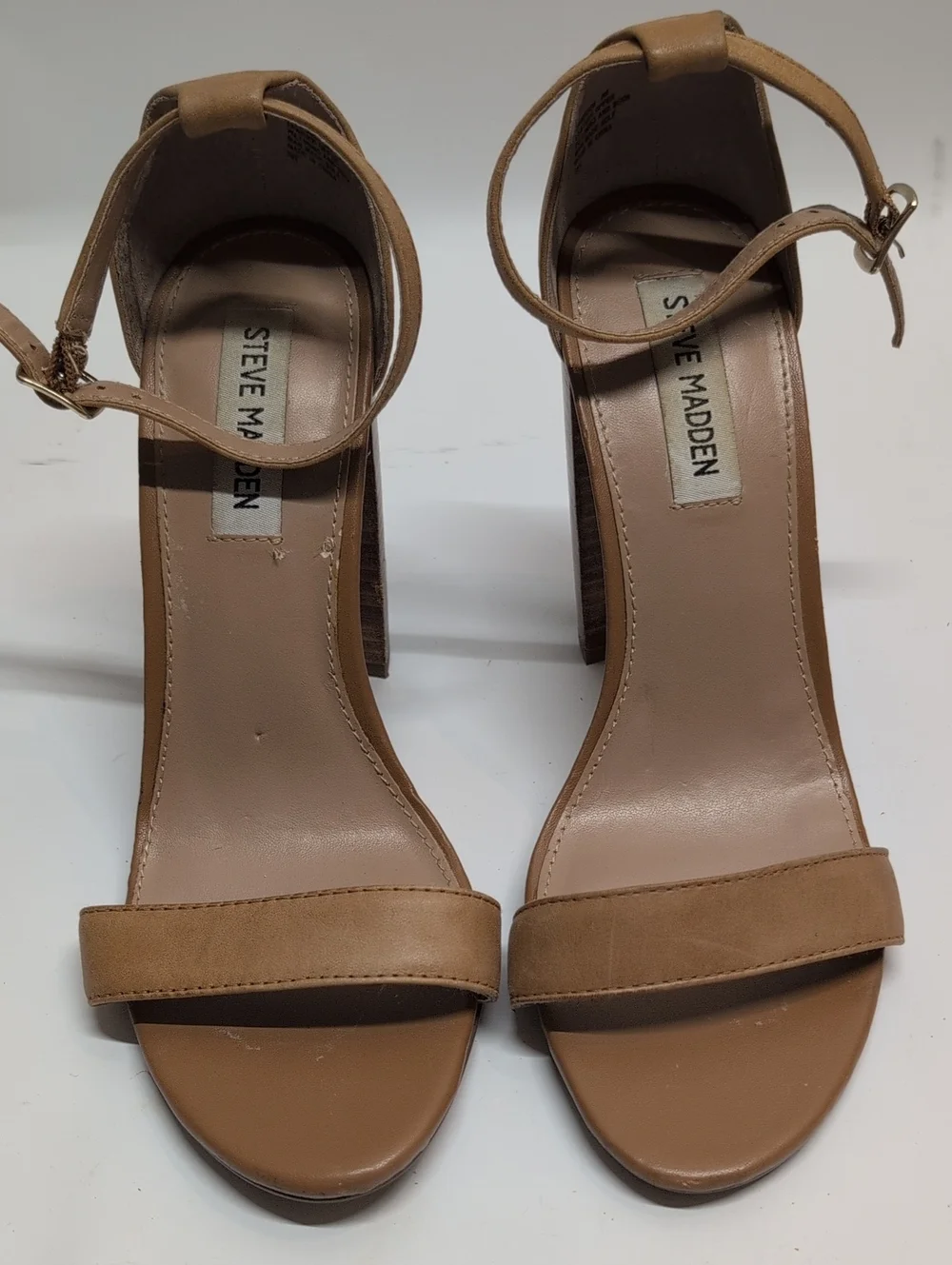 Steve Madden Tan Ankle-Strap Block Heels Size 9
